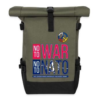 NEIN ZUM KRIEG, NEIN ZUR NATO V3 | SCHLECHTE FÜHRUNG - Rolltop Rucksack - Olive/Schwarz - Vorne