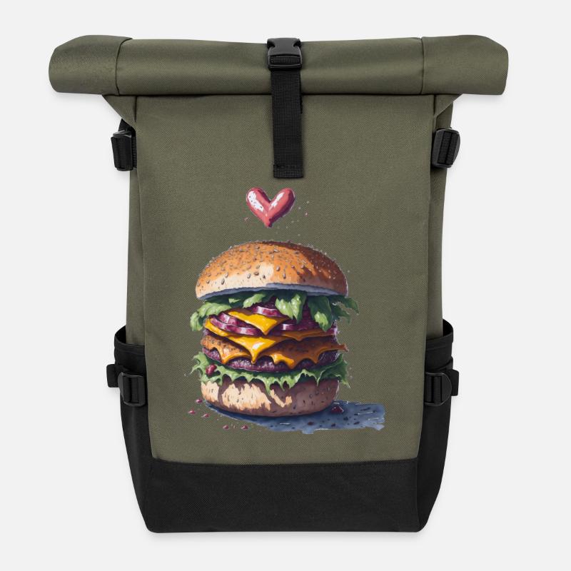 Burger - Rolltop Rucksack - Olive/Schwarz