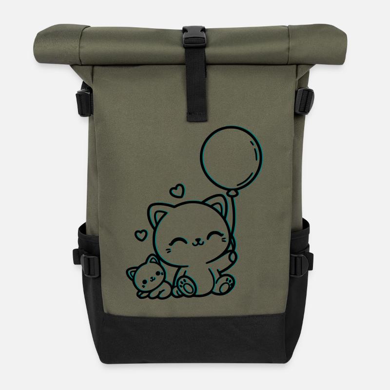 Félin - Sac à dos roll top - olive/noir