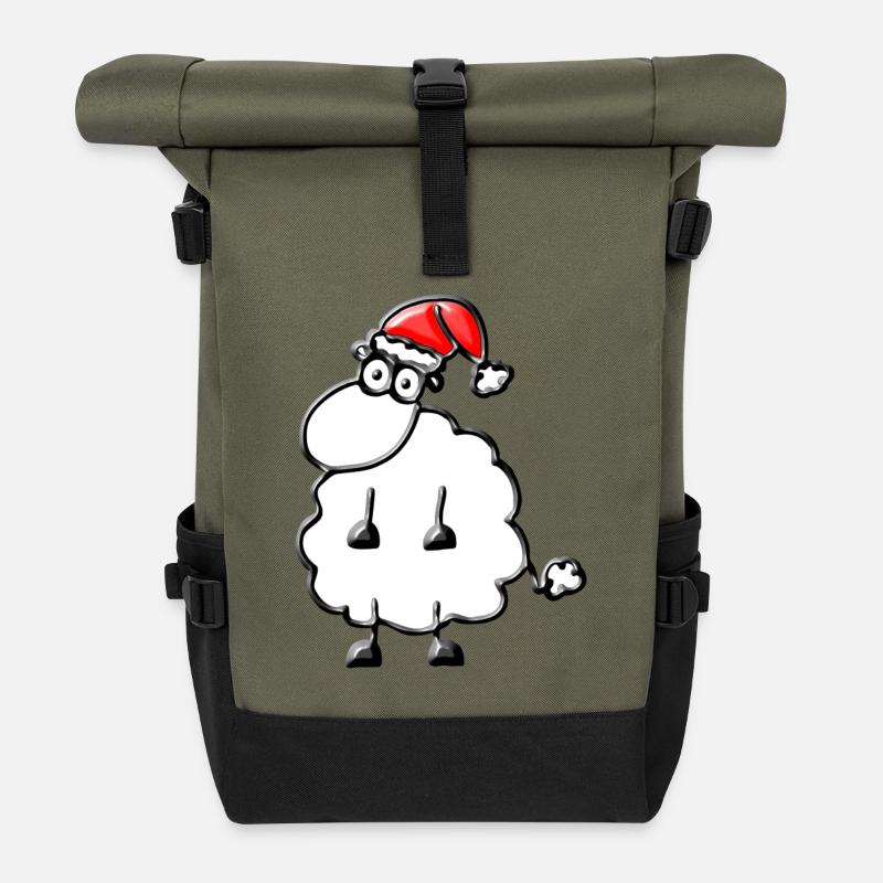Un mouton pour Noël - Sac à dos roll top - olive/noir