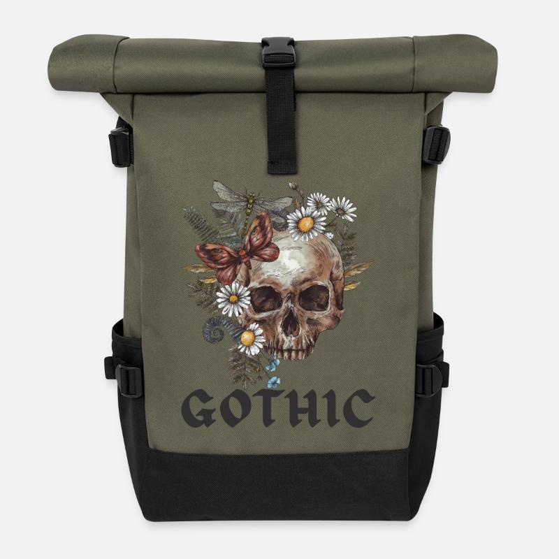 Crâne Gothic Black Edition - Sac à dos roll top - olive/noir