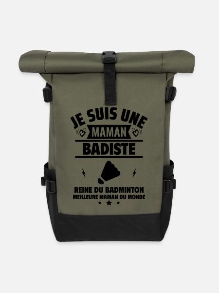 Je suis une maman badiste, cadeau fête des mères - Sac à dos roll top - olive/noir