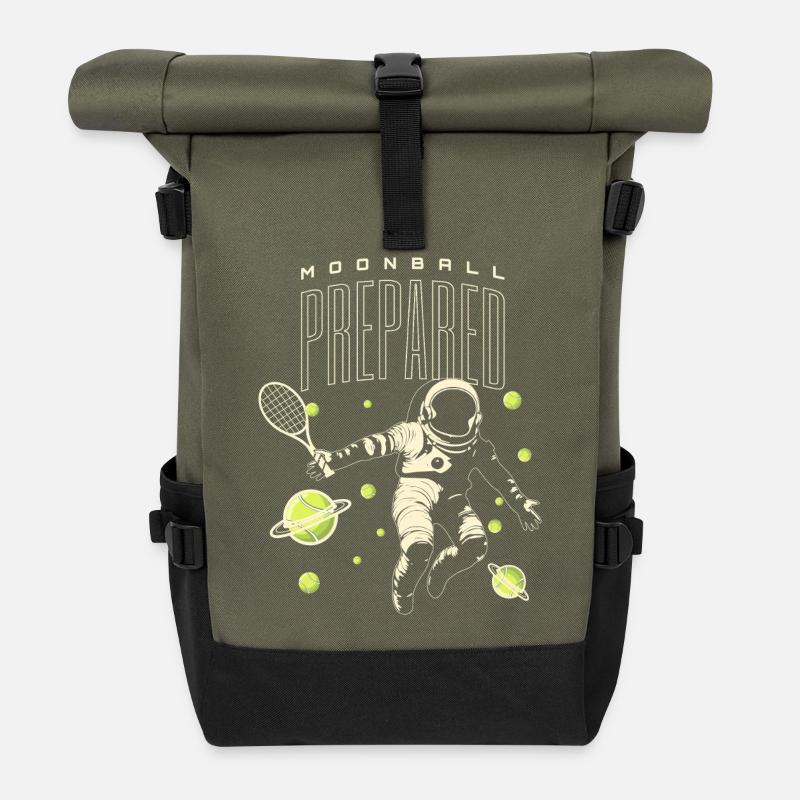 Tennis Moon Ball Player Shirt - Roll Top Backpack - olive/black