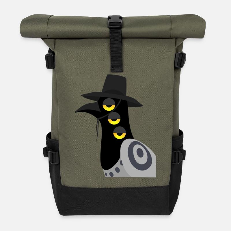 Dämonischer Vogel skeptisch - Rolltop Rucksack - Olive/Schwarz