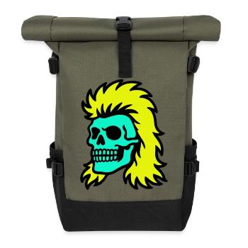 Mullet Skull - Roll Top Backpack - olive/black - Front