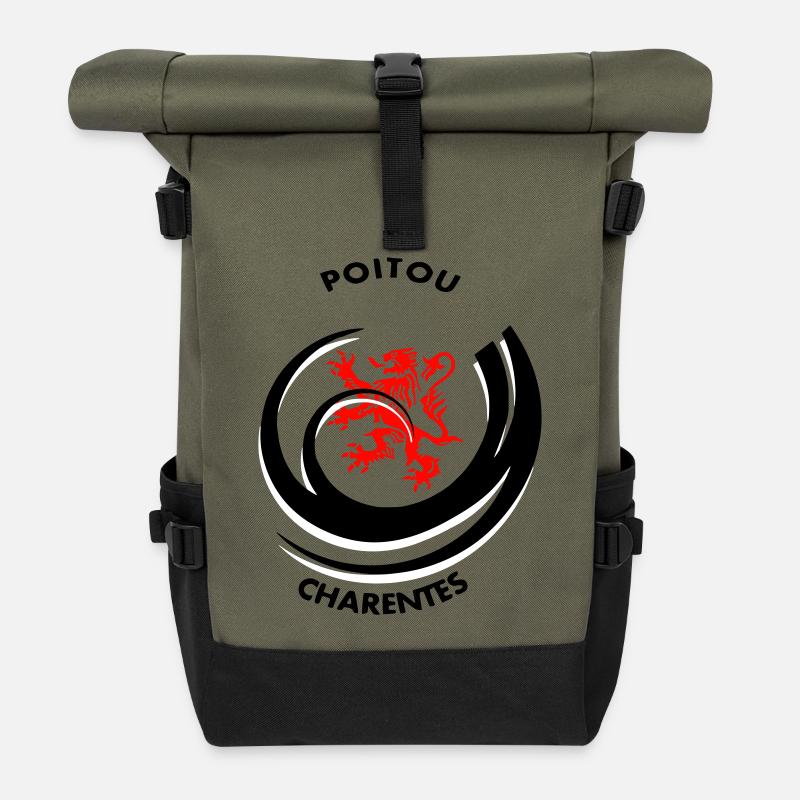 Emblème Poitou Charentes - Sac à dos roll top - olive/noir