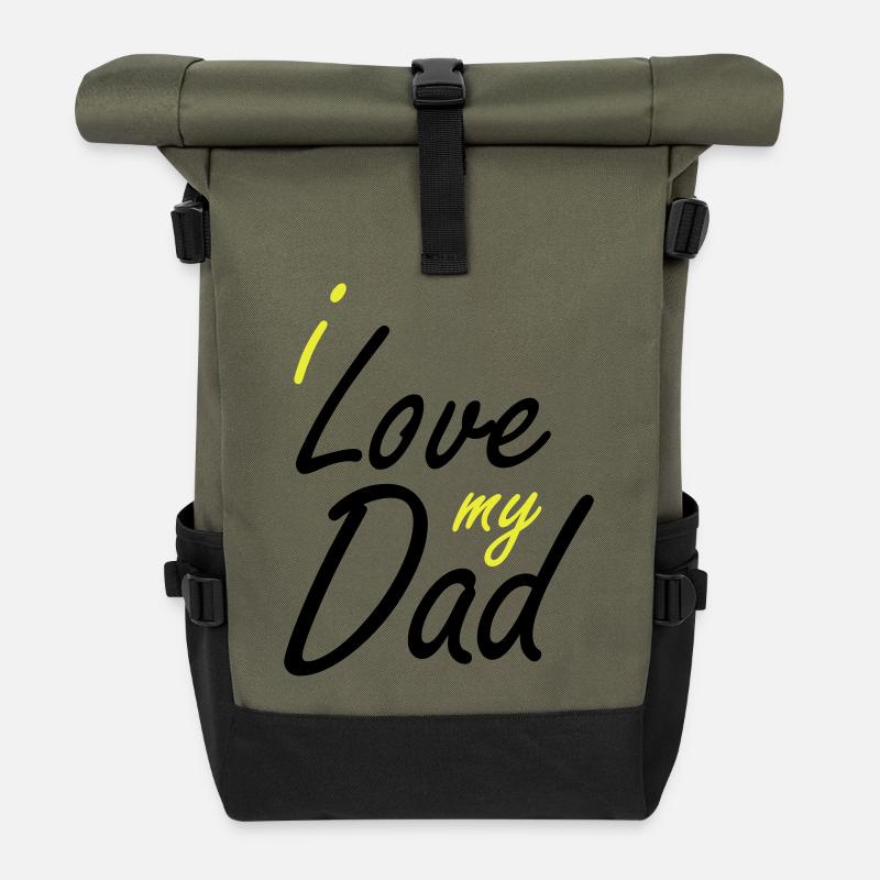 J’adore le lettrage à la main de mon père - Sac à dos roll top - olive/noir