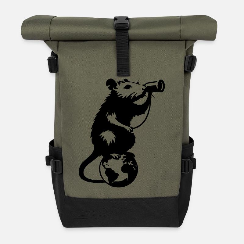Ratte hat Sehnsucht - Rolltop Rucksack - Olive/Schwarz