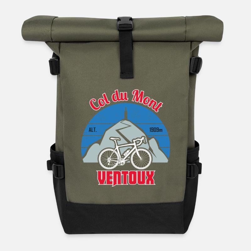 Col du Mont Ventoux Cycling - Roll Top Backpack - olive/black