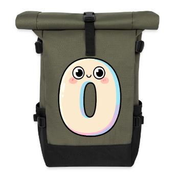 Zero Kawaii lächelt - Rolltop Rucksack - Olive/Schwarz - Vorne