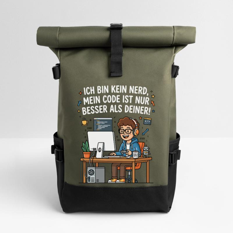 Coder Humor Programmierer Spruch Rolltop Rucksack