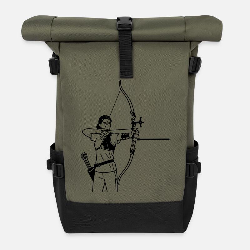 Bogenschießen - Rolltop Rucksack - Olive/Schwarz