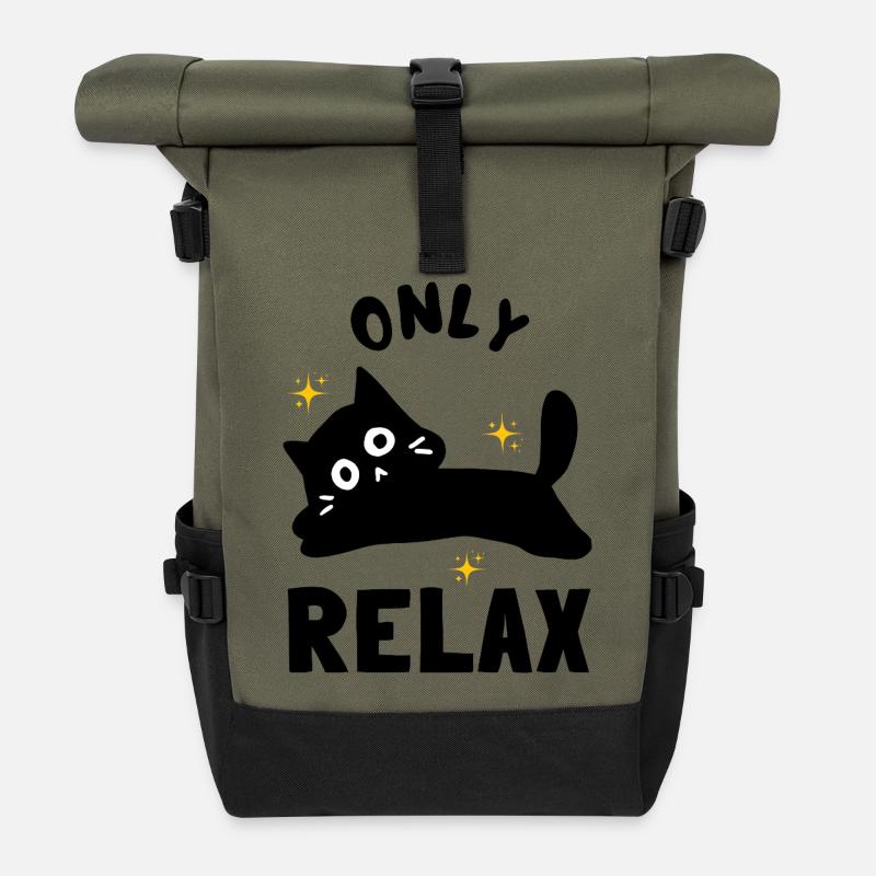 Black face with golden sparkles - Roll Top Backpack - olive/black