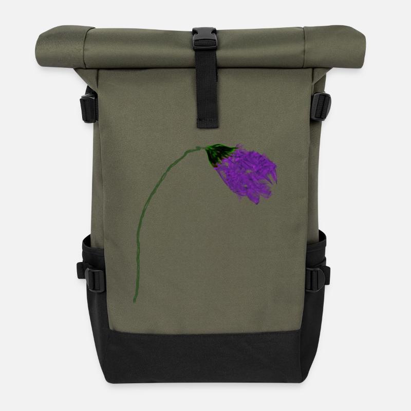 Violette Blume mit abstrakter Oberfläche - Rolltop Rucksack - Olive/Schwarz