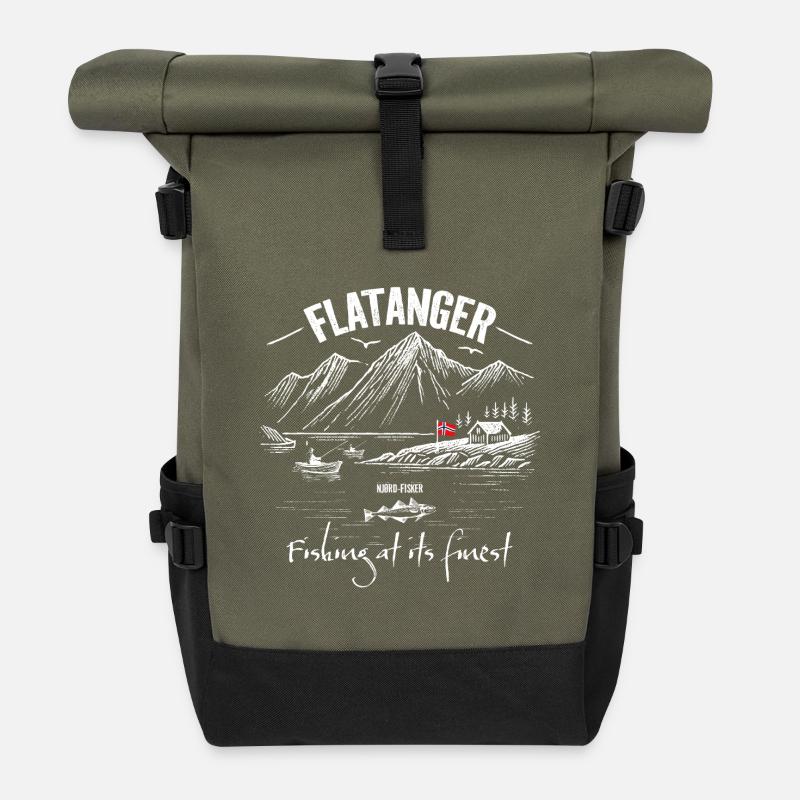 Fishing at its finest - Flatanger - Norway - Rolltop Rucksack - Olive/Schwarz