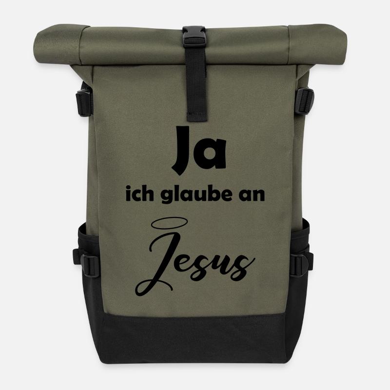 glaube_an_jesus - Rolltop Rucksack - Olive/Schwarz