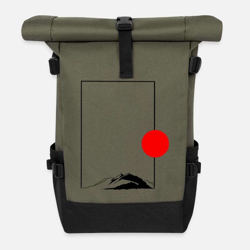 Minimalist sunrise - Roll Top Backpack - olive/black