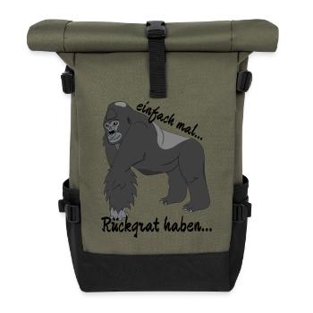 Gorilla "einfach mal Rückgrat haben..." - Rolltop Rucksack - Olive/Schwarz - Vorne