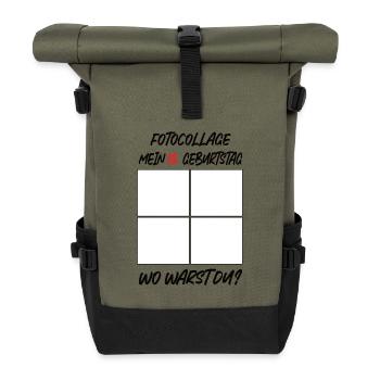 MEiN 18. Geburtstag Wo warst du? - Rolltop Rucksack - Olive/Schwarz - Vorne