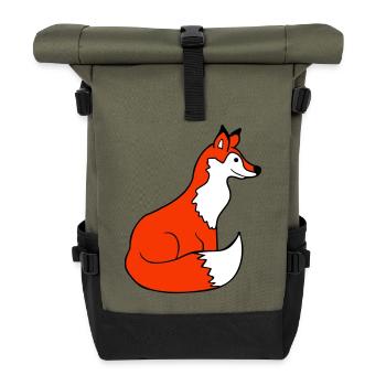 Fuchs Rotfuchs Wildes Tier Schlauer Wald Bewohner - Rolltop Rucksack - Olive/Schwarz - Vorne
