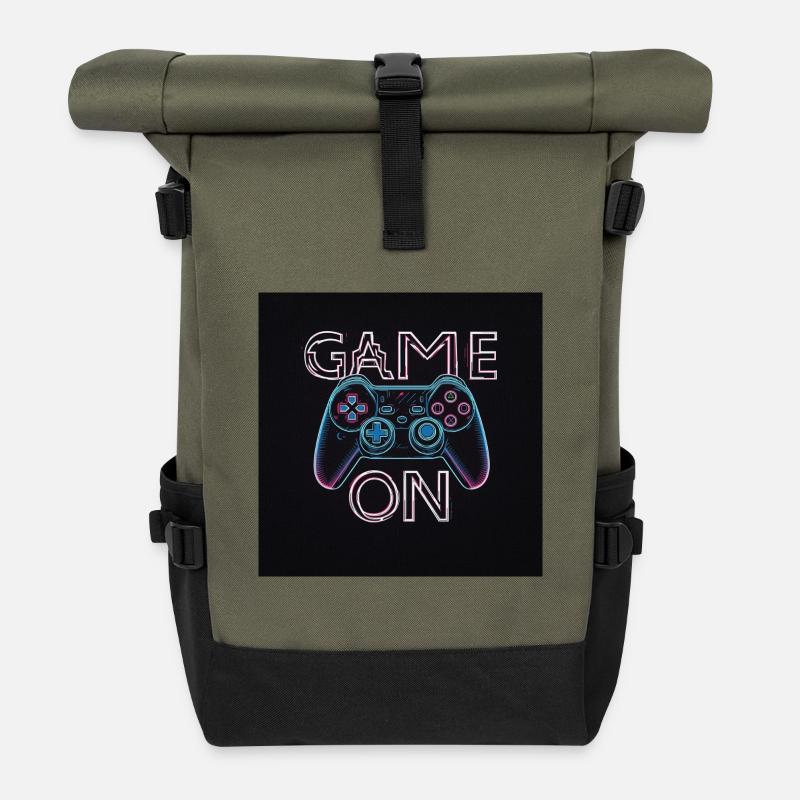 Conception de manette de jeu néon - Sac à dos roll top - olive/noir