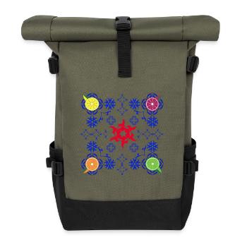 Mediterraner pikanter Amalfi-Sommerausbruch - Rolltop Rucksack - Olive/Schwarz - Vorne