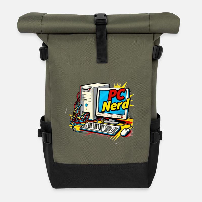 PC Nerd - Rolltop Rucksack - Olive/Schwarz