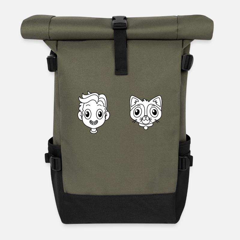 Haustier Katze - Rolltop Rucksack - Olive/Schwarz