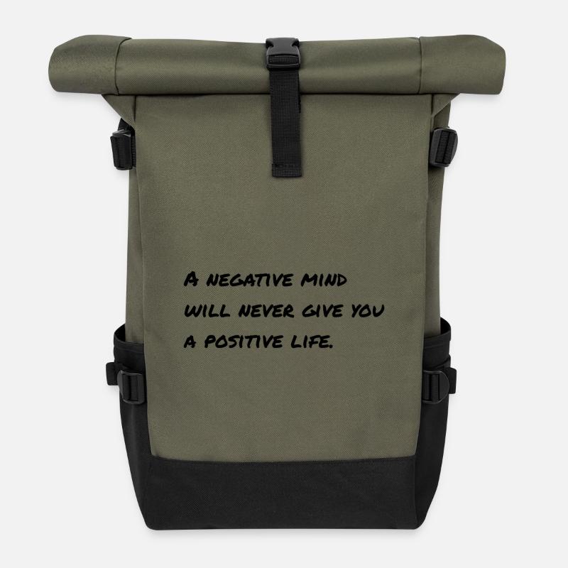 Motivierender Spruch Englisch  - Rolltop Rucksack - Olive/Schwarz