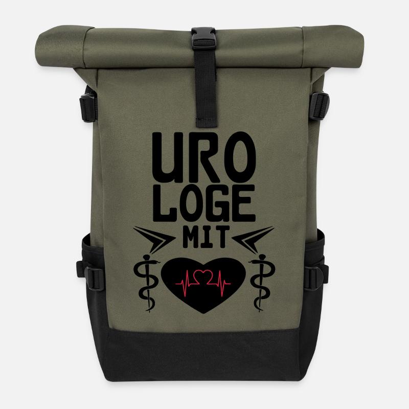 Urologe mit Herz Geschenk - Rolltop Rucksack - Olive/Schwarz