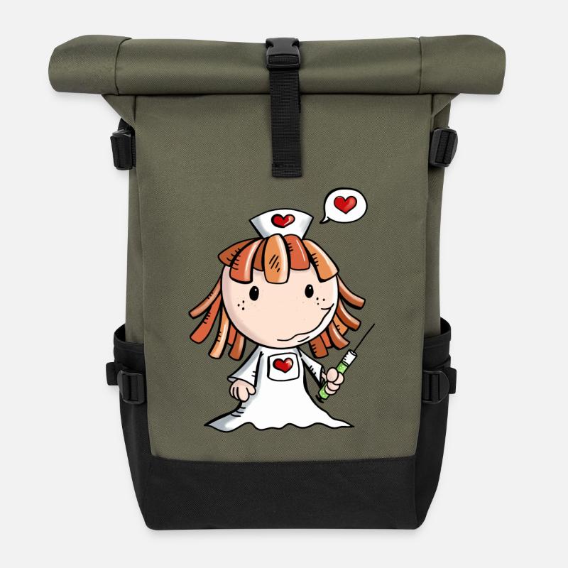Liebe Krankenschwester - Herz - Niedlich - Beruf - Rolltop Rucksack - Olive/Schwarz