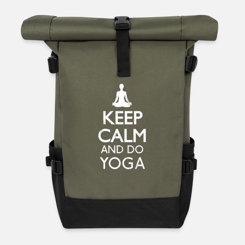 Keep calm and do yoga. - Roll Top Backpack - olive/black