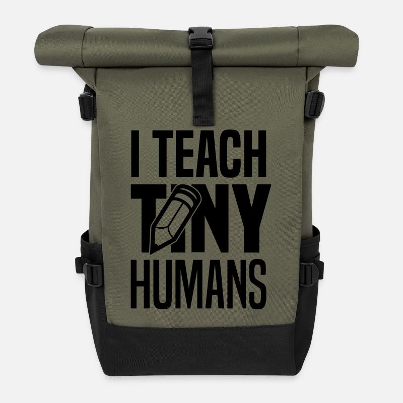I teach tiny humans - Rolltop Rucksack - Olive/Schwarz