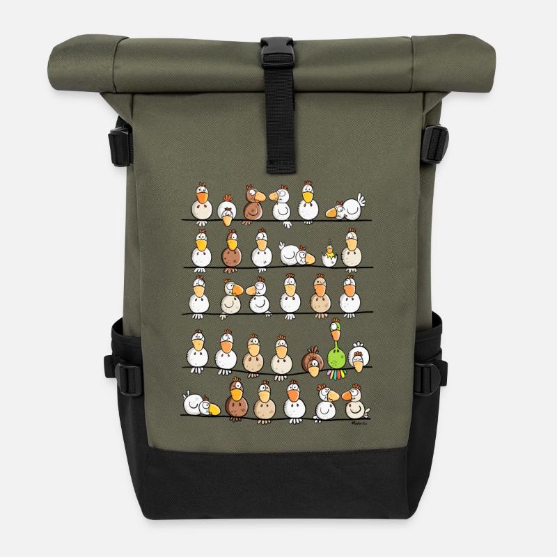 Chicken Farm - Roll Top Backpack - olive/black