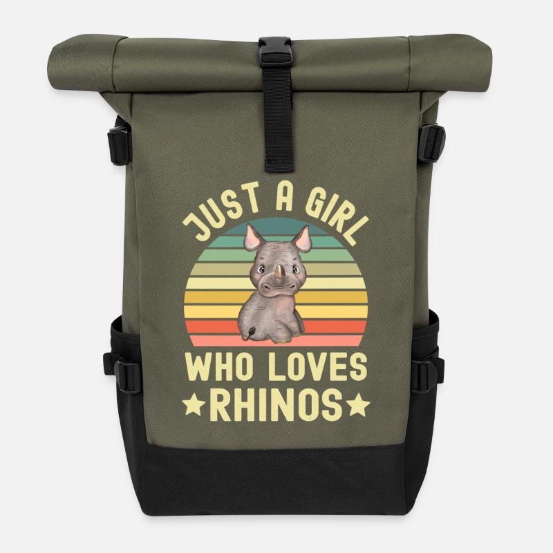 Nashorn Nashörner - Rolltop Rucksack - Olive/Schwarz