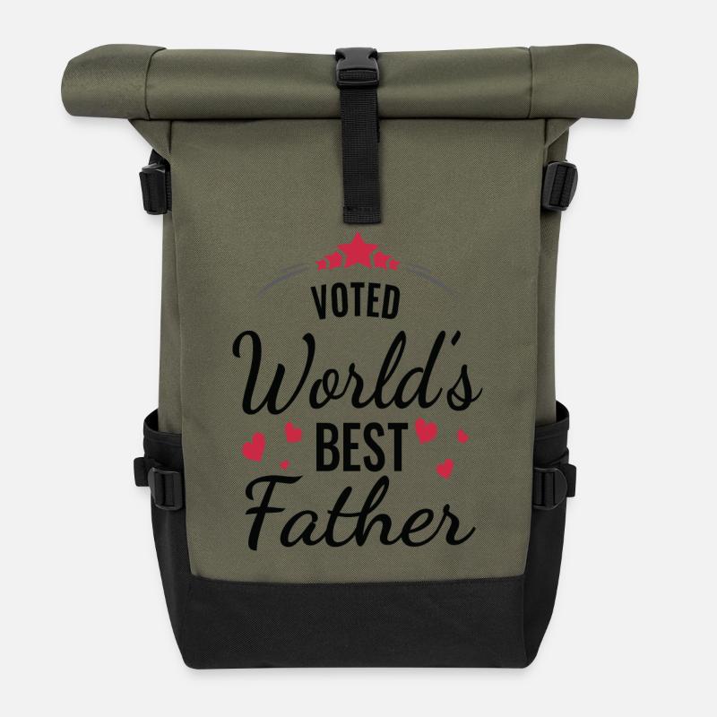 Voted World’s Best Father Heart Design - Roll Top Backpack - olive/black