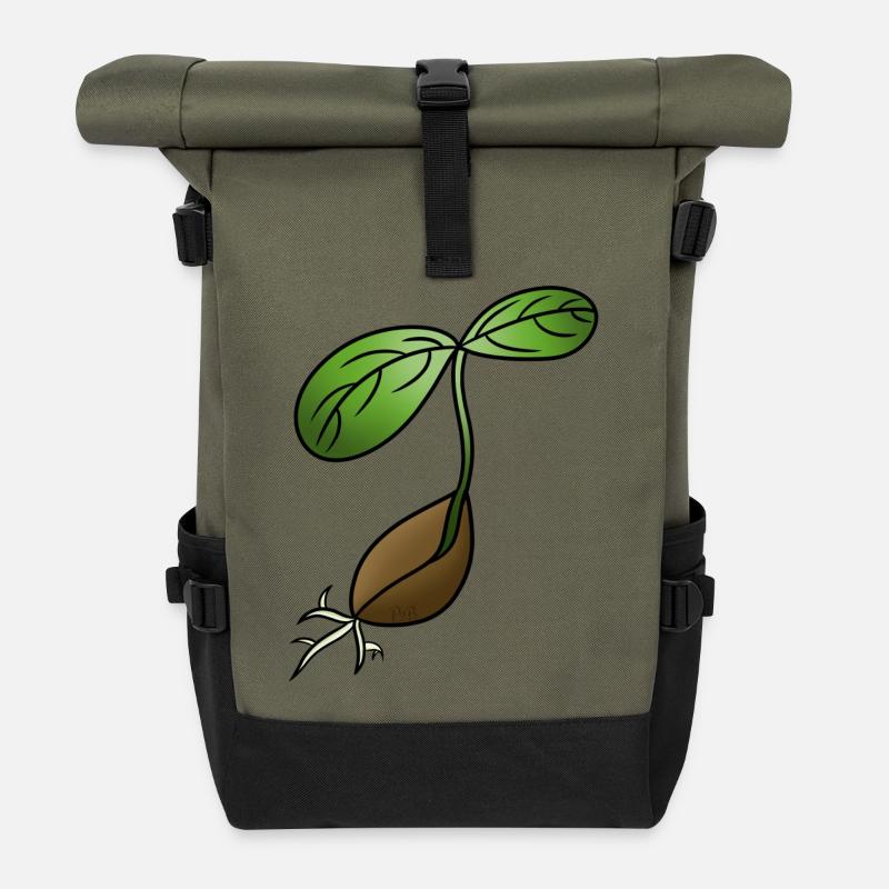 Keimung! Von Pousse2Bamboo ! - Rolltop Rucksack - Olive/Schwarz