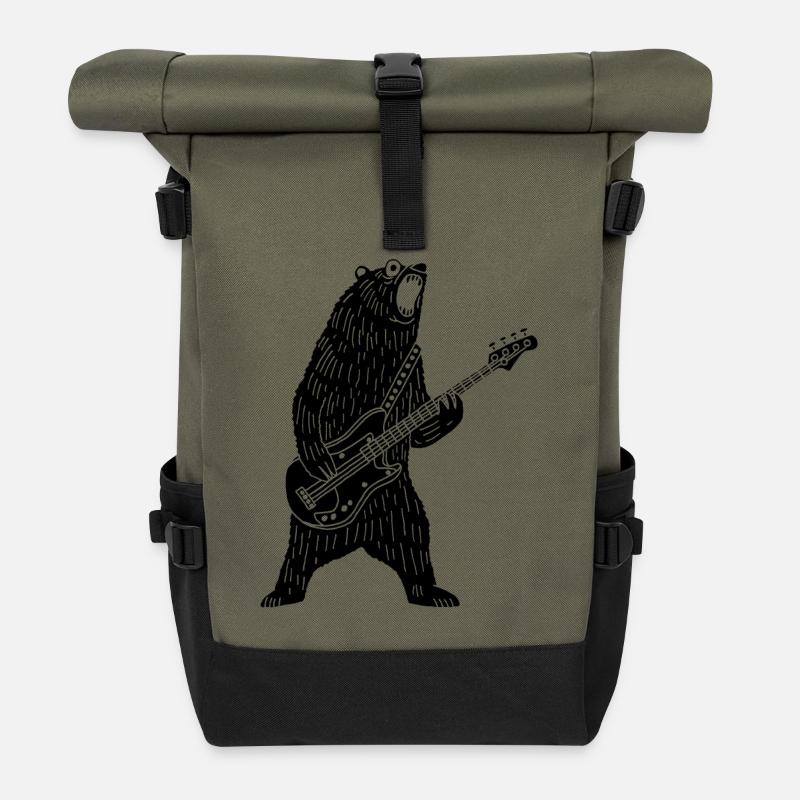 Black Bear Gitarrist - Rolltop Rucksack - Olive/Schwarz