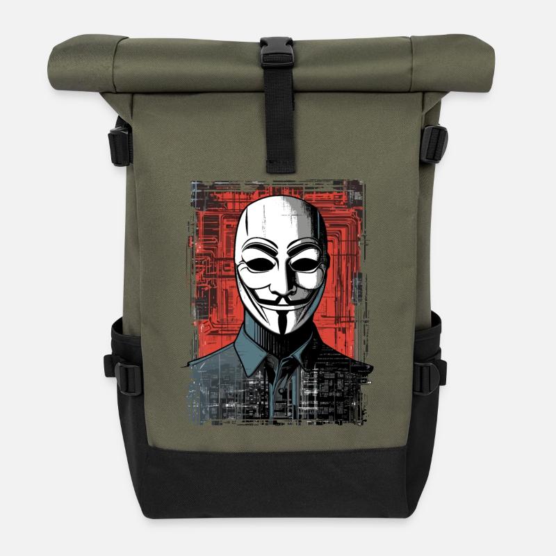 Anonymous Maske - Rolltop Rucksack - Olive/Schwarz