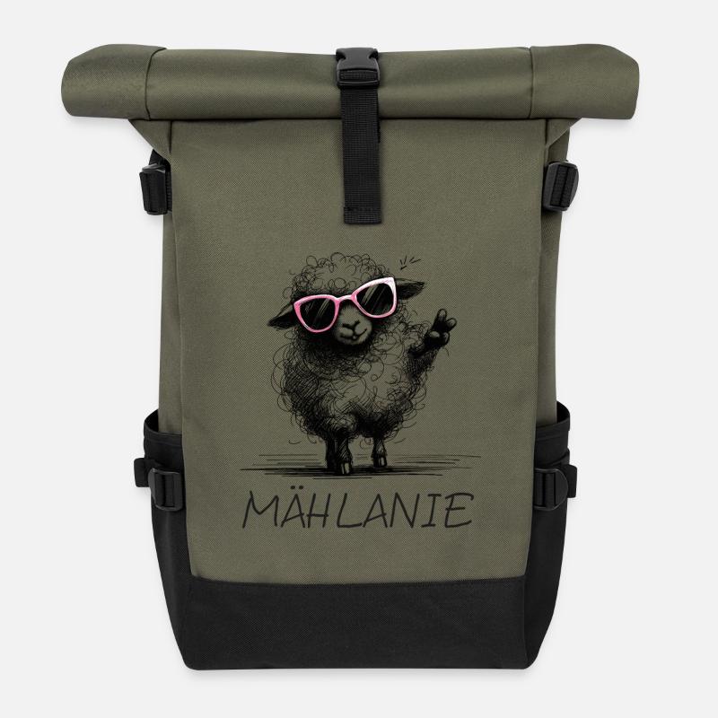 mählanie melanie meli melli schaf name lustig2 - Rolltop Rucksack - Olive/Schwarz