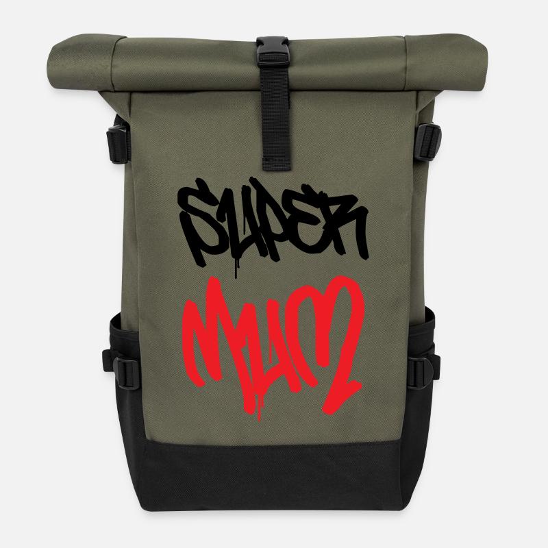 Super Mom - Mother's Day - Roll Top Backpack - olive/black