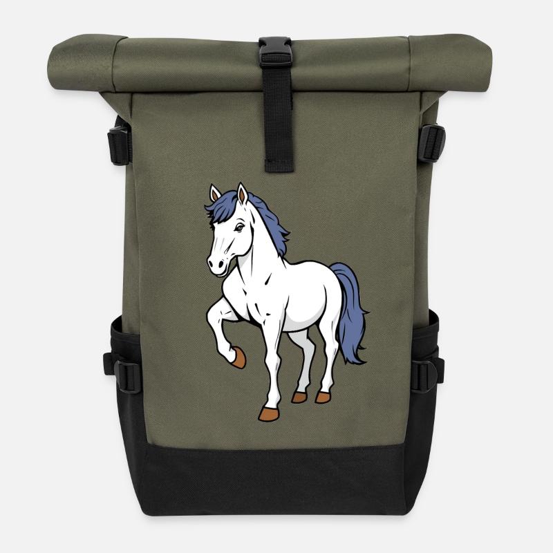 Pferd - Rolltop Rucksack - Olive/Schwarz