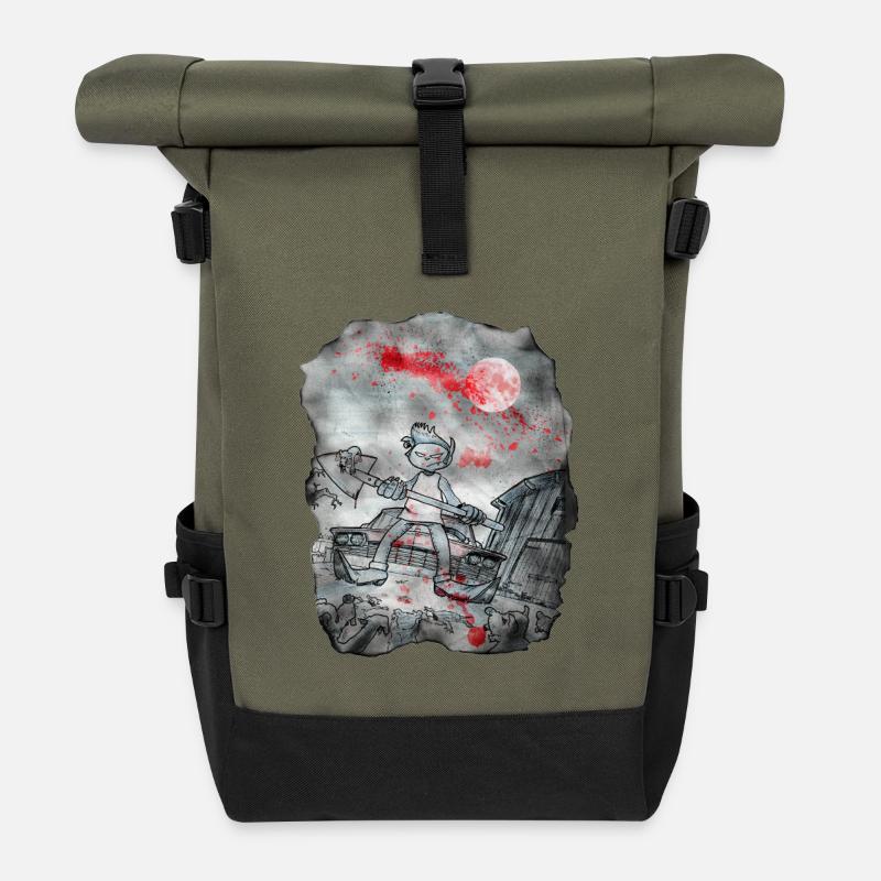 Cat Zombie Killer - Sac à dos roll top - olive/noir
