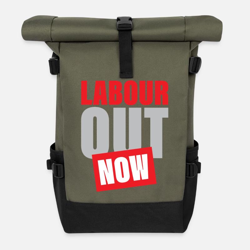 Labour out Now Mutiges Protestdesign - Rolltop Rucksack - Olive/Schwarz