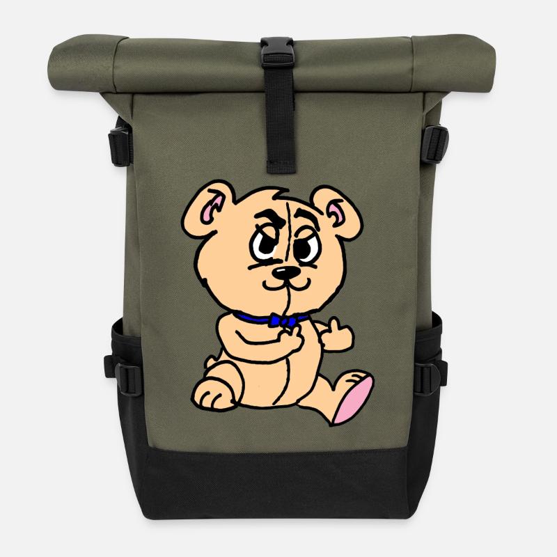 Cute Puppy with Blue Collar - Roll Top Backpack - olive/black