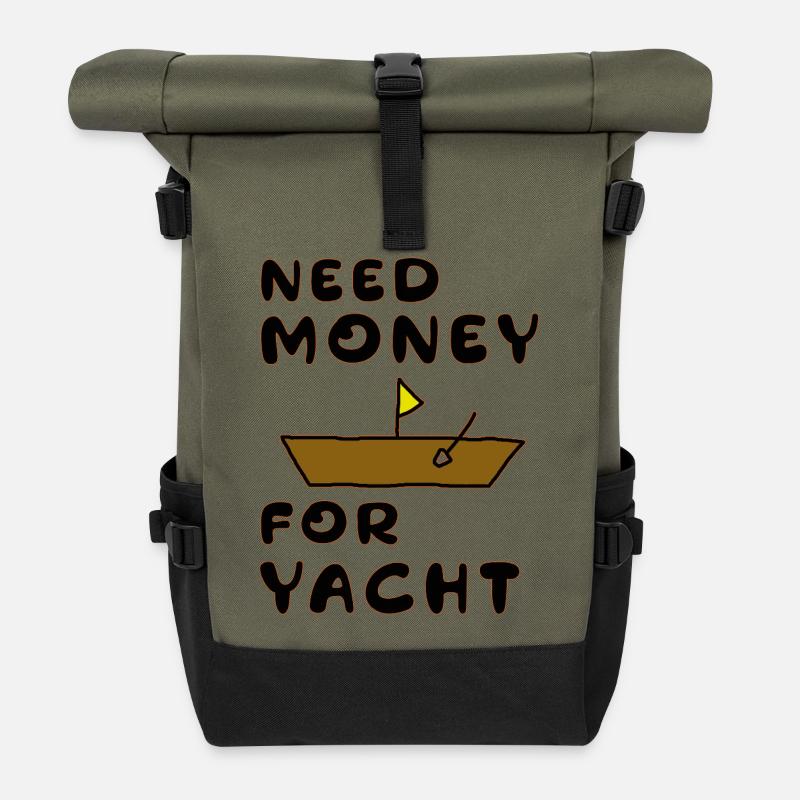 need money for yacht - Roll Top Backpack - olive/black