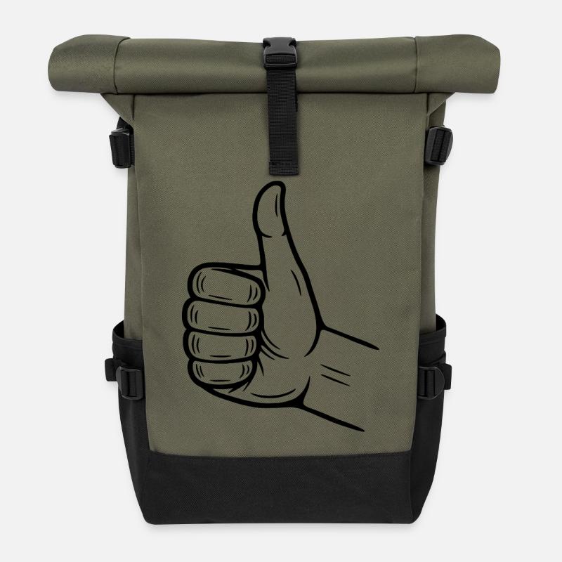 Thumbs Up Hand Sign – Thumbs Up Symbol - Roll Top Backpack - olive/black