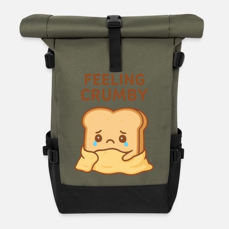 Mascotte de toast miable - Sac à dos roll top - olive/noir