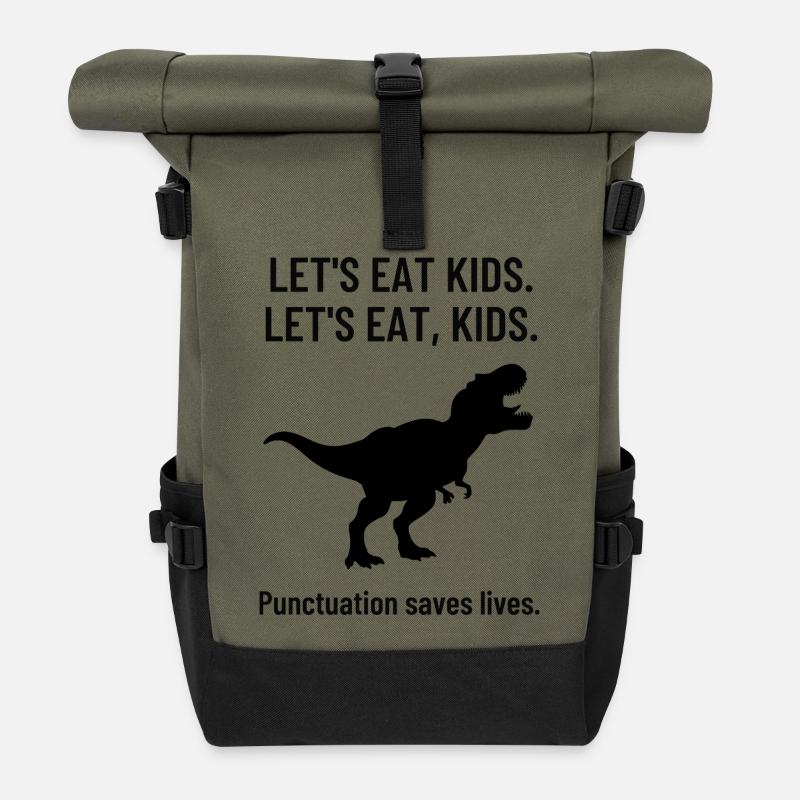 Professeur d’anglais Funny Grammar High School T-Rex - Sac à dos roll top - olive/noir