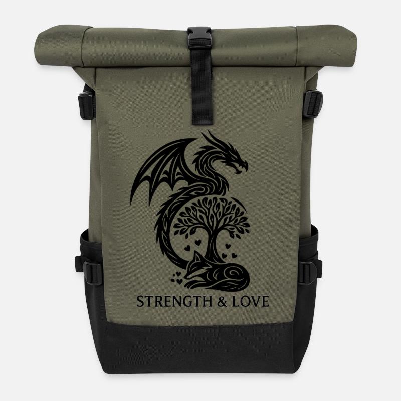 Drache & Fuchs - Rolltop Rucksack - Olive/Schwarz